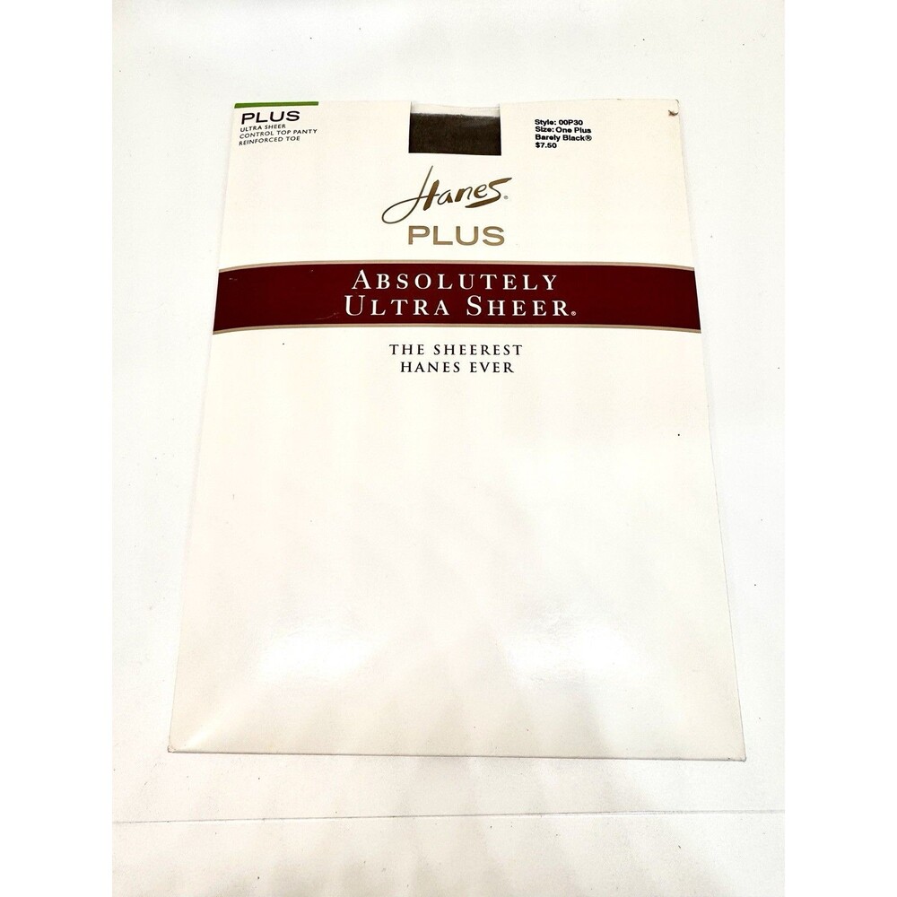 Hanes Plus Absolutely Ultra Sheer Control Top Pantyhose Barely Black One Plus‎